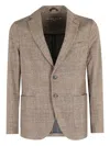 Circolo 1901 Check Patterned Blazer In Bark With Tailored Fit In Brown