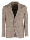 Circolo 1901 Check Patterned Blazer In Bark With Tailored Fit In Brown
