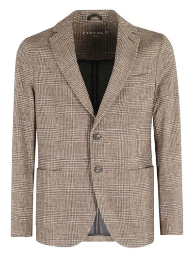CIRCOLO 1901 CHECKERED BROWN JACKET WITH MODERN FIT