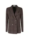 CHECK-PATTERN DOUBLE-BREASTED JACKET