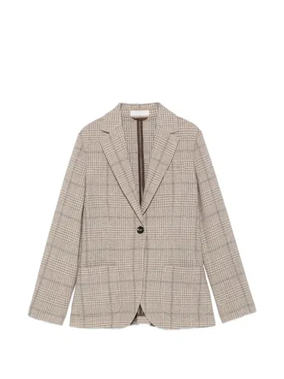 Circolo 1901 Check-pattern Wool Blazer In Neutral