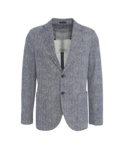 Circolo 1901 Chevron Pattern Single-breasted Blazer Crafted From Soft Piquet In Blu