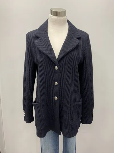 Circolo 1901 Chevron Wool/cotton Jacket In Navy In Blue