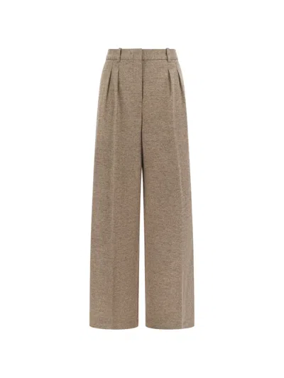 Circolo 1901 Chevron-pattern Pleated Trousers In Brown