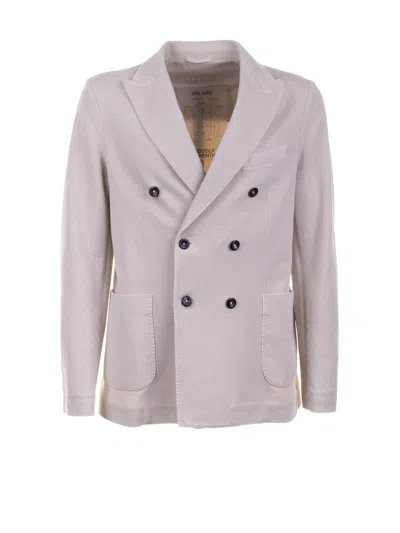 Circolo 1901 Double Breasted Coconut Oxford Jacket In Purple