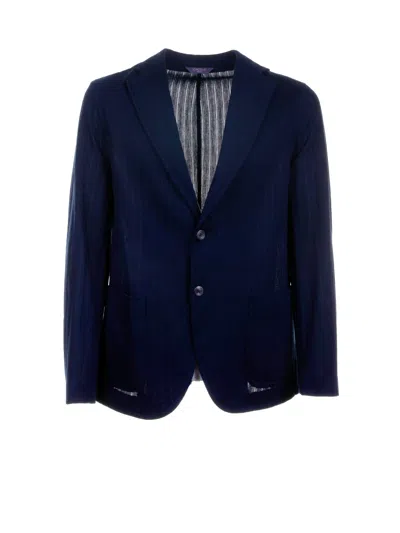 Circolo 1901 Navy Single Breasted Cotton Jacket In Blue
