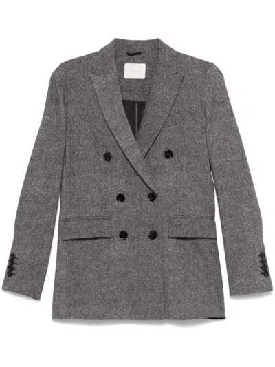 Circolo 1901 Houndsthooth Print Fleece Blazer In Grey