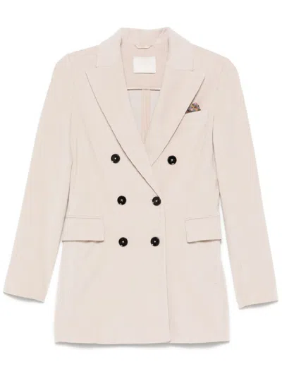 Circolo 1901 Corduroy Double-breasted Jacket In White