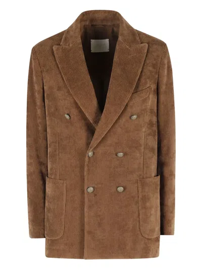 Circolo 1901 Corduroy Double-breasted Blazer In Brown