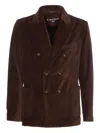 Circolo 1901 Double-breasted Corduroy Jacket With Notch Lapel In Brown