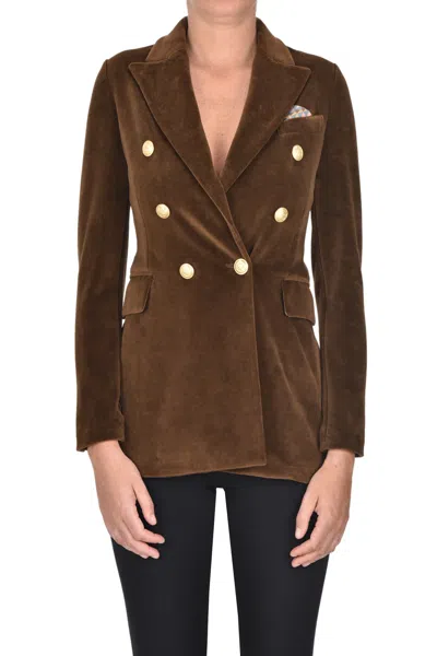 Circolo 1901 Corduroy Double-breasted Blazer In Brown