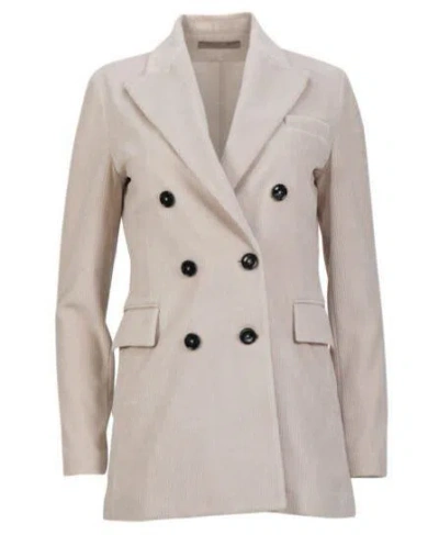 Circolo 1901 Corduroy Double-breasted Jacket In Neutral