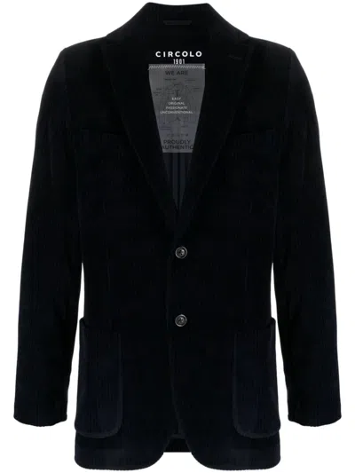 Circolo 1901 Corduroy Single-breasted Blazer In Blue