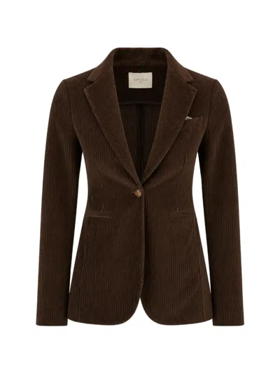 Circolo 1901 Corduroy Single-breasted Blazer In Brown