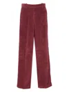 Circolo 1901 High-waisted Wide-leg Pants In Textured Burgundy Corduroy In Multi