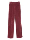 Circolo 1901 High-waisted Wide-leg Pants In Textured Burgundy Corduroy In Red