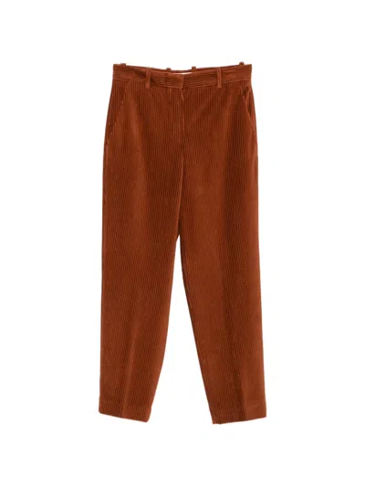 Circolo 1901 Corduroy-effect Tapered Trousers In Brown