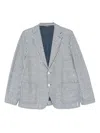 Circolo 1901 Checkered Cotton And Linen Blend Jacket In Blue