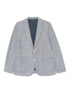 Circolo 1901 Checkered Cotton And Linen Blend Jacket In Blue