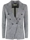 Circolo 1901 Double-breasted Cotton Jacket With American Rear Vent In 蓝色