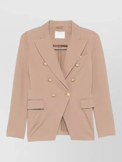 Circolo 1901 Cotton Blazer Double Breasted Notch Lapels Pockets In Brown