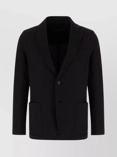 Circolo 1901 Cotton Blazer With Front Pockets And Notch Lapel In Black