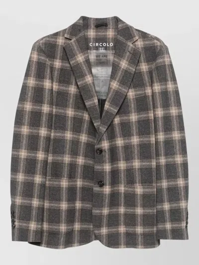 Circolo 1901 Cotton Blend Single Breasted Check Jacket In Gray