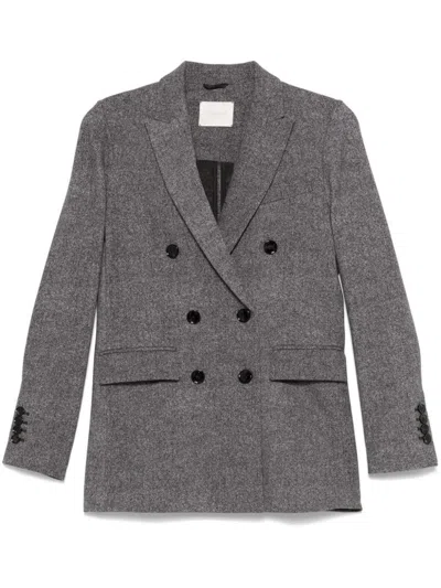 Circolo 1901 Grey Cotton Double-breasted Blazer In Gray