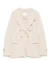 Circolo 1901 Double-breasted Cotton Jacket With Rear Vent In Neutral