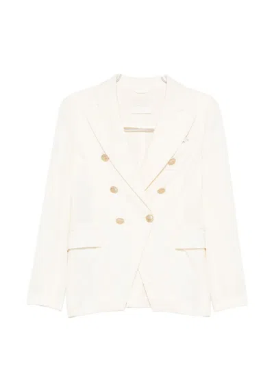 Circolo 1901 Cotton Double Breasted Jacket Notch Lapels In White