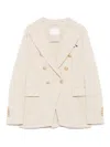 Circolo 1901 Double-breasted Cotton Jacket With Rear Vent In Beige