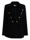 Circolo 1901 Double-breasted Velvet Jacket Featuring Pockets In Black