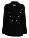 Circolo 1901 Double-breasted Velvet Jacket Featuring Pockets In Black