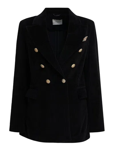 Circolo 1901 Cotton Double-breasted Jacket In Black