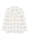 Circolo 1901 Check Pattern Double-breasted Cotton Jacket In Blue