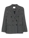 Circolo 1901 Striped Double-breasted Cotton Jacket In Blue