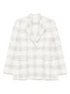 Circolo 1901 Check Pattern Double-breasted Cotton Jacket In Clear Blue