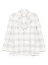 Circolo 1901 Check Pattern Double-breasted Cotton Jacket In White