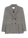 Circolo 1901 Double-breasted Checked Cotton Jacket In Gray