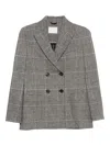 Circolo 1901 Double-breasted Checked Cotton Jacket In Gray