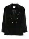 Circolo 1901 Double-breasted Velvet Jacket Featuring Pockets In Green