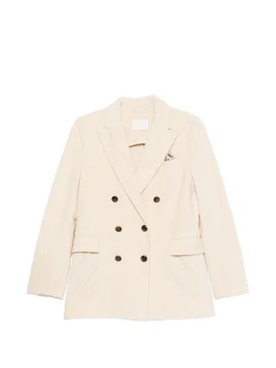 Circolo 1901 Cotton Double Breasted Jacket In Neutral