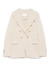 Circolo 1901 Double-breasted Cotton Jacket With Rear Vent In Neutral