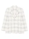 Circolo 1901 Check Pattern Double-breasted Cotton Jacket In White