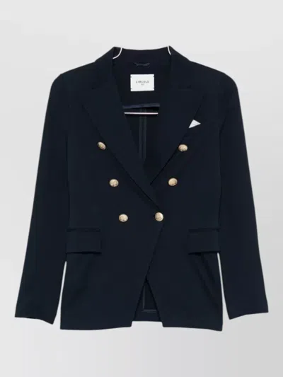 Circolo 1901 Cotton Double Breasted Jacket Gold Buttons In Black