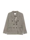 Circolo 1901 Herringbone-pattern Double-breasted Jacket In Gray