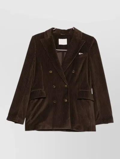 Circolo 1901 Cotton Double-breasted Suit Jacket In Brown