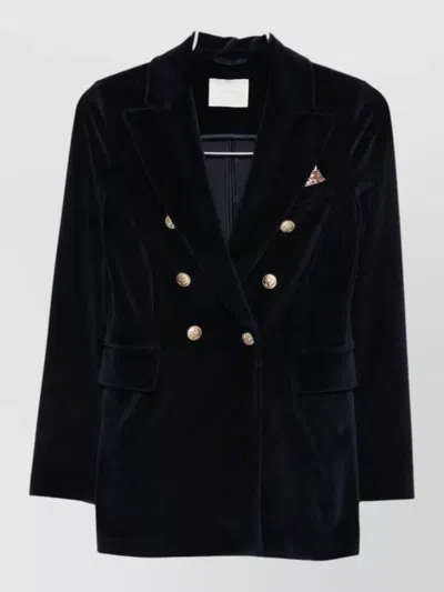 Circolo 1901 Cotton Double-breasted Suit Jacket In Black