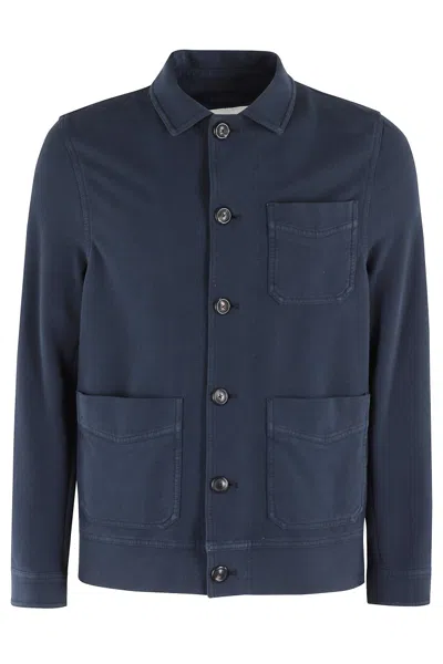 Circolo 1901 Cotton Fleece Overshirt With Pointed Collar In Blue