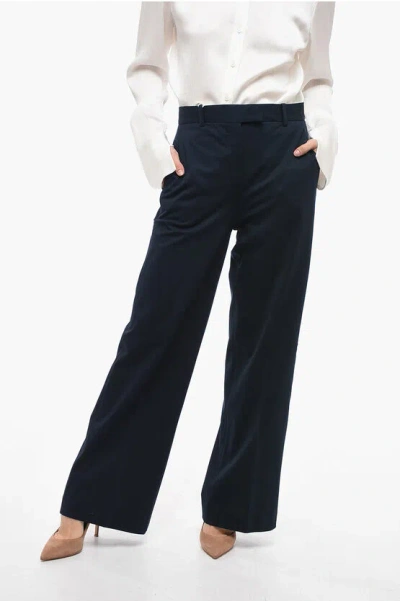 Circolo 1901 Cotton Piquet High-waisted Trousers In Blue